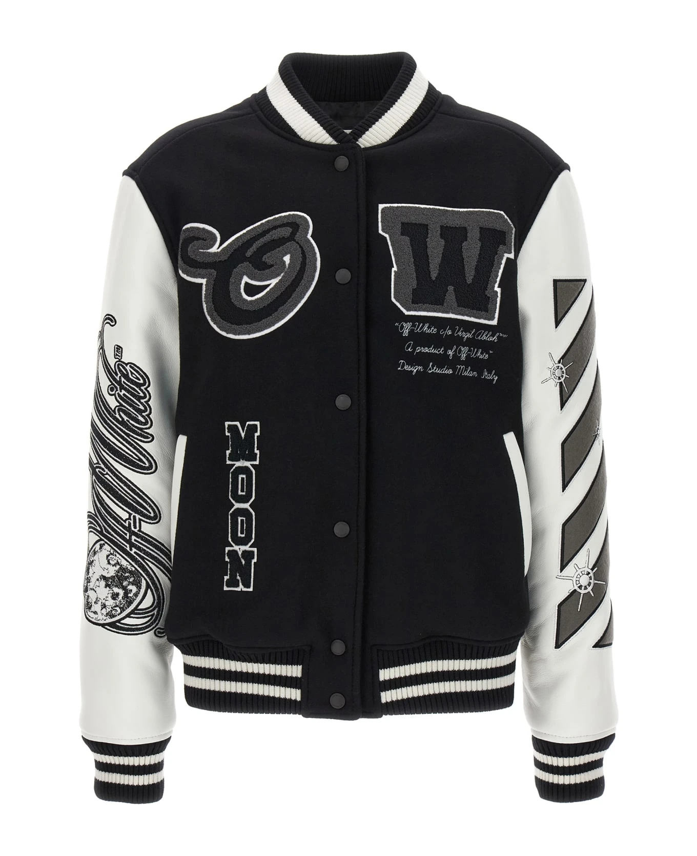 Off-White 'ow Meteor Moon Varsity' Bomber Jacket 1 Off-White 'ow Meteor Moon Varsity' Bomber Jacket