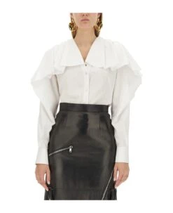 Alexander McQueen Shirt With Drape -Italist Store a90f729a9096c784e909719b84406686 1