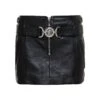 Versace Black Miniskirt With Belt And Medusa Buckle In Calf Woman