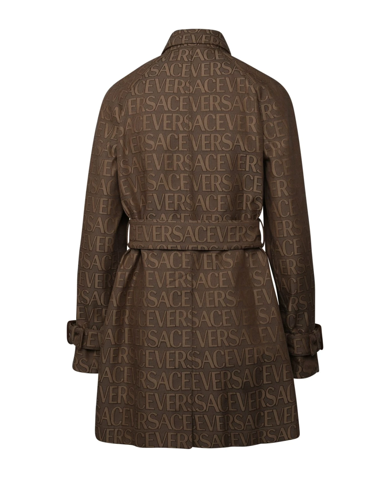 Versace Brown Cotton Blend Trench Coat 3 Versace Brown Cotton Blend Trench Coat - Image 3
