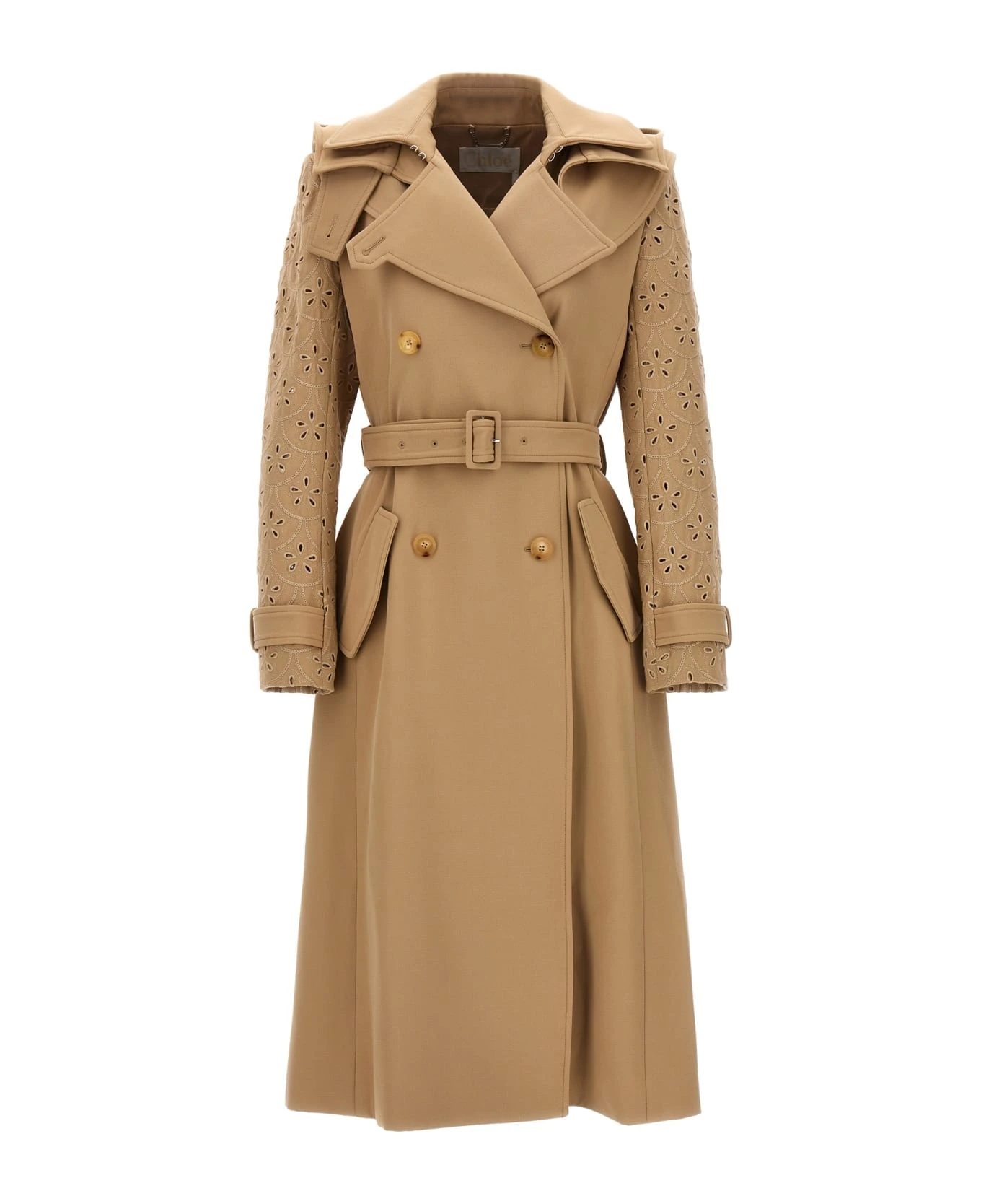 Chloé Embroidered Hooded Trench Coat 1 Chloé Embroidered Hooded Trench Coat