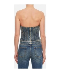 Alexander McQueen Denim Corset Top -Italist Store addb3467ee2b7b08693560c78b415299