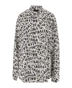 Balenciaga Viscose Poplin Shirt With Logo