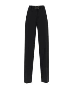 Dolce & Gabbana Flannel Trousers With Logo Tag