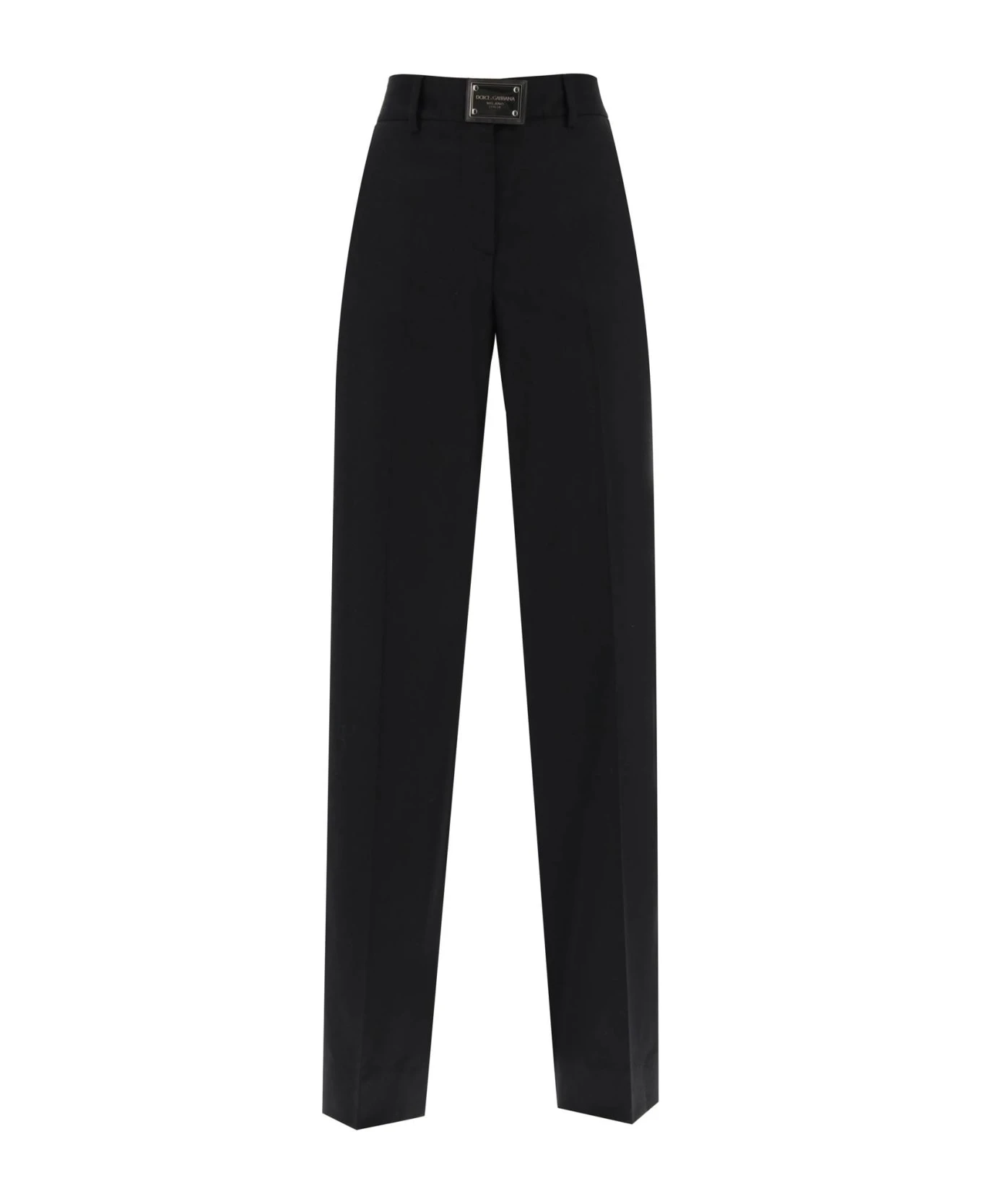 Dolce & Gabbana Flannel Trousers With Logo Tag 1 Dolce & Gabbana Flannel Trousers With Logo Tag