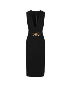 Versace V-neck Sleeveless Midi Dress