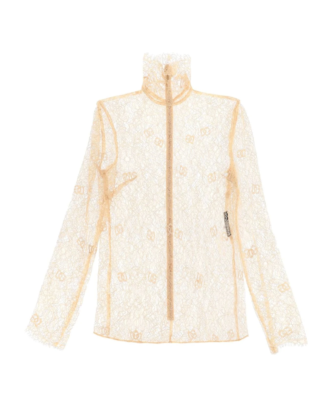 Dolce & Gabbana Blouse In Logoed Floral Lace 1 Dolce & Gabbana Blouse In Logoed Floral Lace