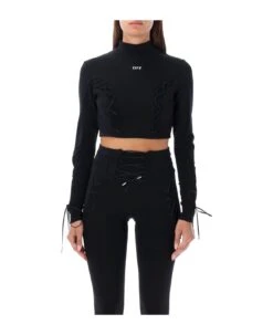Off-White Lace-up L/s Turtleneck Top