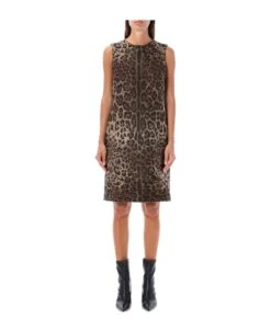Dolce & Gabbana Leopard Jacquard Midi Dress