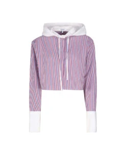 Loewe Cropped Sweater With Hood In Striped Cotton