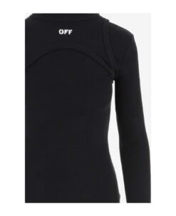 Off-White Stretch Cotton Long Dress -Italist Store c3560031b8c4428e29d237b9b9a57d68