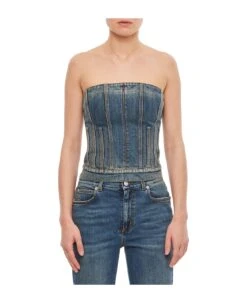 Alexander McQueen Denim Corset Top