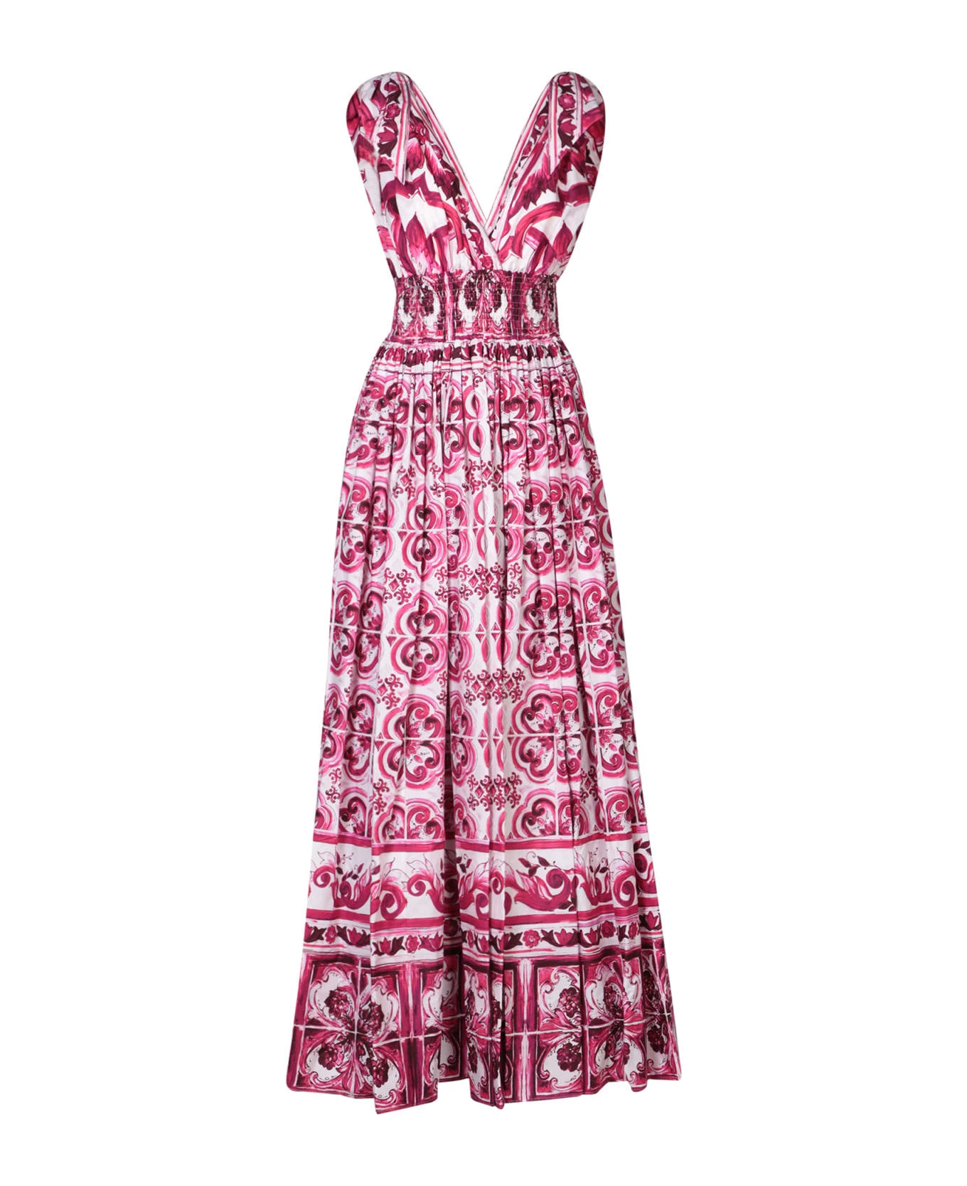 Dolce & Gabbana Majolica Print Multicolor Long Dress 1 Dolce & Gabbana Majolica Print Multicolor Long Dress