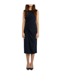 Asymmetric Front Slit Midi Dress