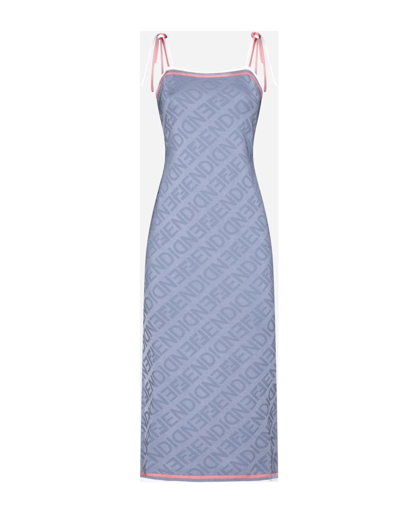 FENDI Mirror Motif Viscose Long Dress 1 FENDI Mirror Motif Viscose Long Dress