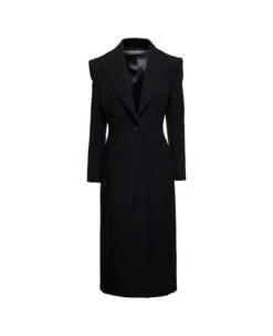 Dolce & Gabbana Black Slim Single-breasted Coat In Wool Blend Woman