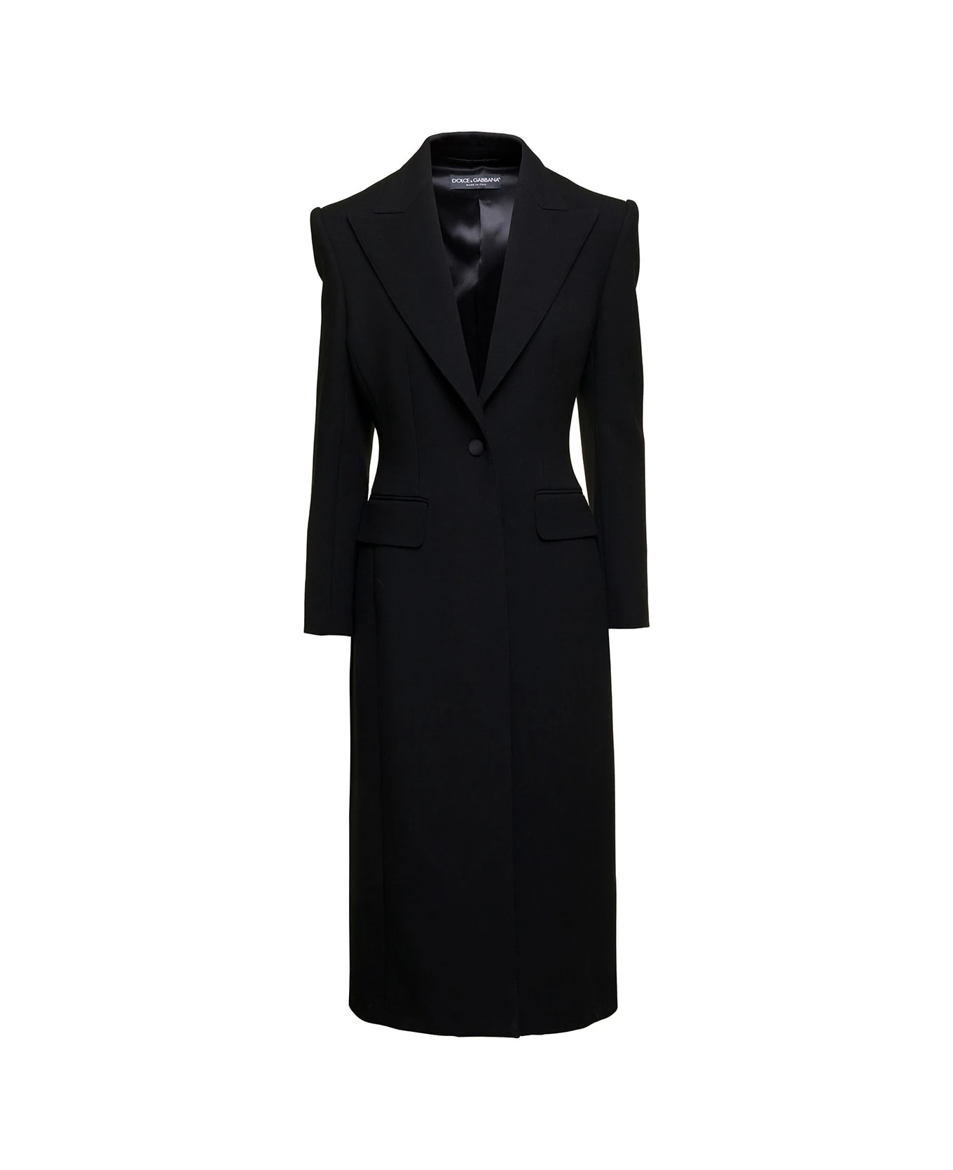 Dolce & Gabbana Black Slim Single-breasted Coat In Wool Blend Woman 1 Dolce & Gabbana Black Slim Single-breasted Coat In Wool Blend Woman