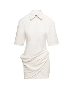 Jacquemus White Shirt Dress La Robe Camisa In Cotton Blend Woman
