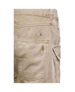 'essie' Beige Low Waisted Jeans With Cargo Pockets And Logo Embroidery In Cotton Denim Woman 5 'essie' Beige Low Waisted Jeans With Cargo Pockets And Logo Embroidery In Cotton Denim Woman -Italist Store cfd13a5b23d5178684608488e1c8c4dd