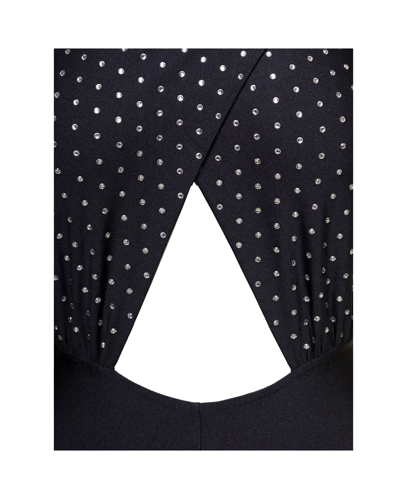 Black Halterneck Jumpsuit With Crystals In Polyamide Woman 3 Black Halterneck Jumpsuit With Crystals In Polyamide Woman - Image 3