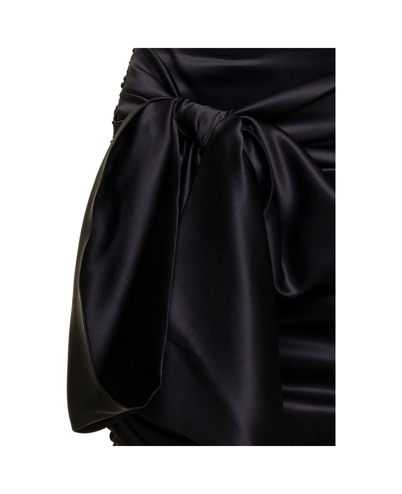 Dolce & Gabbana Short Black Draped Skirt With Bow Detail In Stretch Silk Woman 3 Dolce & Gabbana Short Black Draped Skirt With Bow Detail In Stretch Silk Woman - Image 3