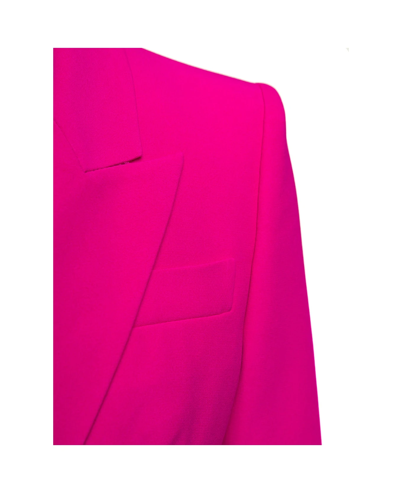 Alexander McQueen Fuchsia Single-breasted Jacket With Peaked Revers In Viscose Blend Woman 3 Alexander McQueen Fuchsia Single-breasted Jacket With Peaked Revers In Viscose Blend Woman - Image 3
