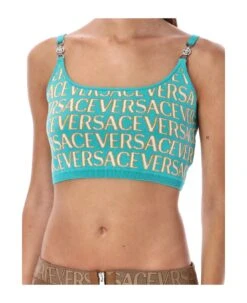 Versace Allover Knit Crop Top -Italist Store d23d433f8b8f934bc44bf736bcec5167