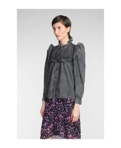 Idety Blouse In Grey Denim -Italist Store d419a6cc1278d15d72240784648daf2c