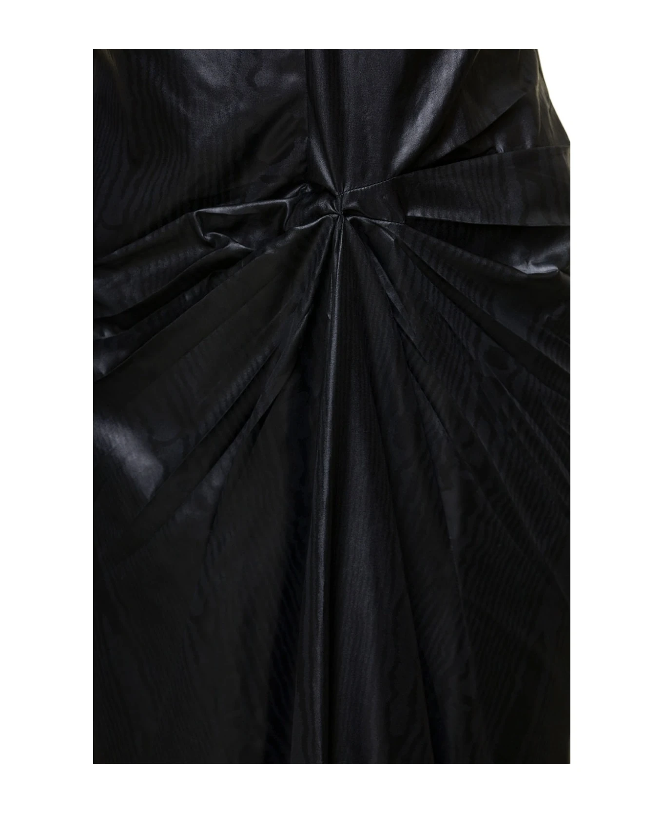 Maison Margiela Black Poly Ruched Midi Dress In Polyester Woman 3 Maison Margiela Black Poly Ruched Midi Dress In Polyester Woman - Image 3