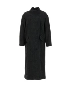 Melange Charcoal Wool Sabine Coat
