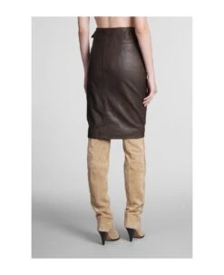 Bertille Skirt In Brown Leather -Italist Store d8dc8e0221ce512a14451dfea2560da5