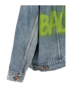 Balenciaga Logo Print Denim Jacket -Italist Store dd127efe6eae2184a0372839da4a6154