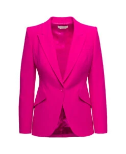 Alexander McQueen Fuchsia Single-breasted Jacket With Peaked Revers In Viscose Blend Woman