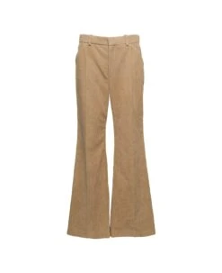 ChloƩ Beige Flare Pants With Welt Pockets In Velvet Woman