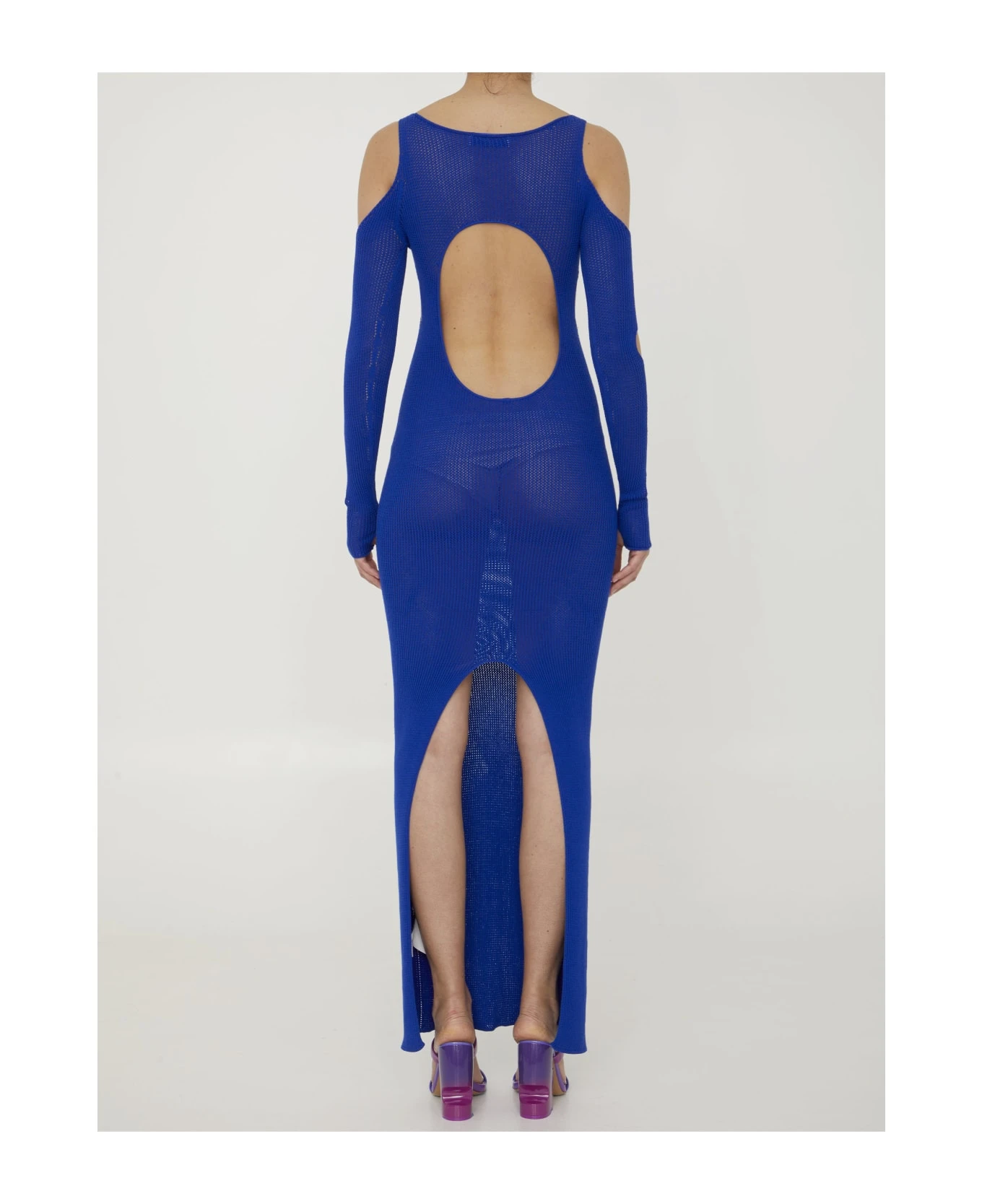 Off-White Cut-out Net Long Dress 4 Off-White Cut-out Net Long Dress - Image 4