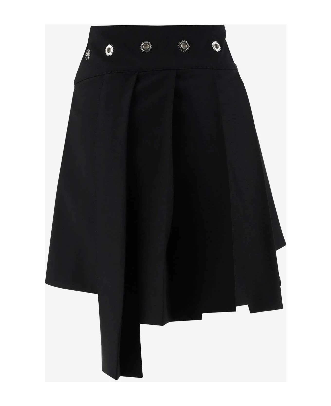 Off-White Stretch Wool Pleated Skirt 2 Off-White Stretch Wool Pleated Skirt - Image 2