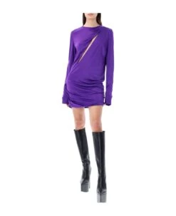 Versace Slashed Mini Dress -Italist Store e7ef43170e71c27ecb34de701e00f5b0