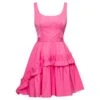 Pink Mini Dress With Oversize Ruche In Polyfaille Woman Alexander Mcqueen