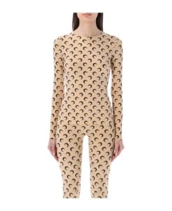 Marine Serre Allover Moon Crewneck Top