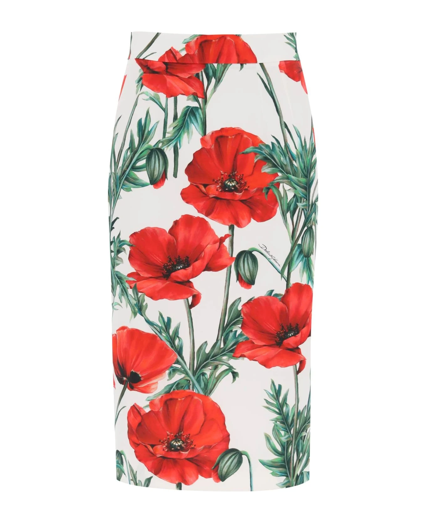 Dolce & Gabbana Midi Skirt With Poppy Print 1 Dolce & Gabbana Midi Skirt With Poppy Print