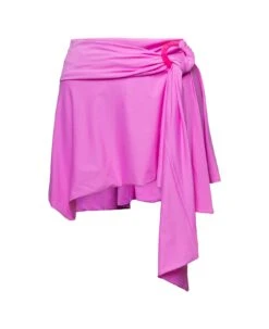 Asymmetric Miniskirt With Ruched Detailing In Pink Technical Fabric Woman