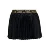 Versace Black Mini Skort With Medusa Logo In Stretch Polyamide Woman