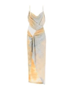 Off-White Draped Tie-dye Dress