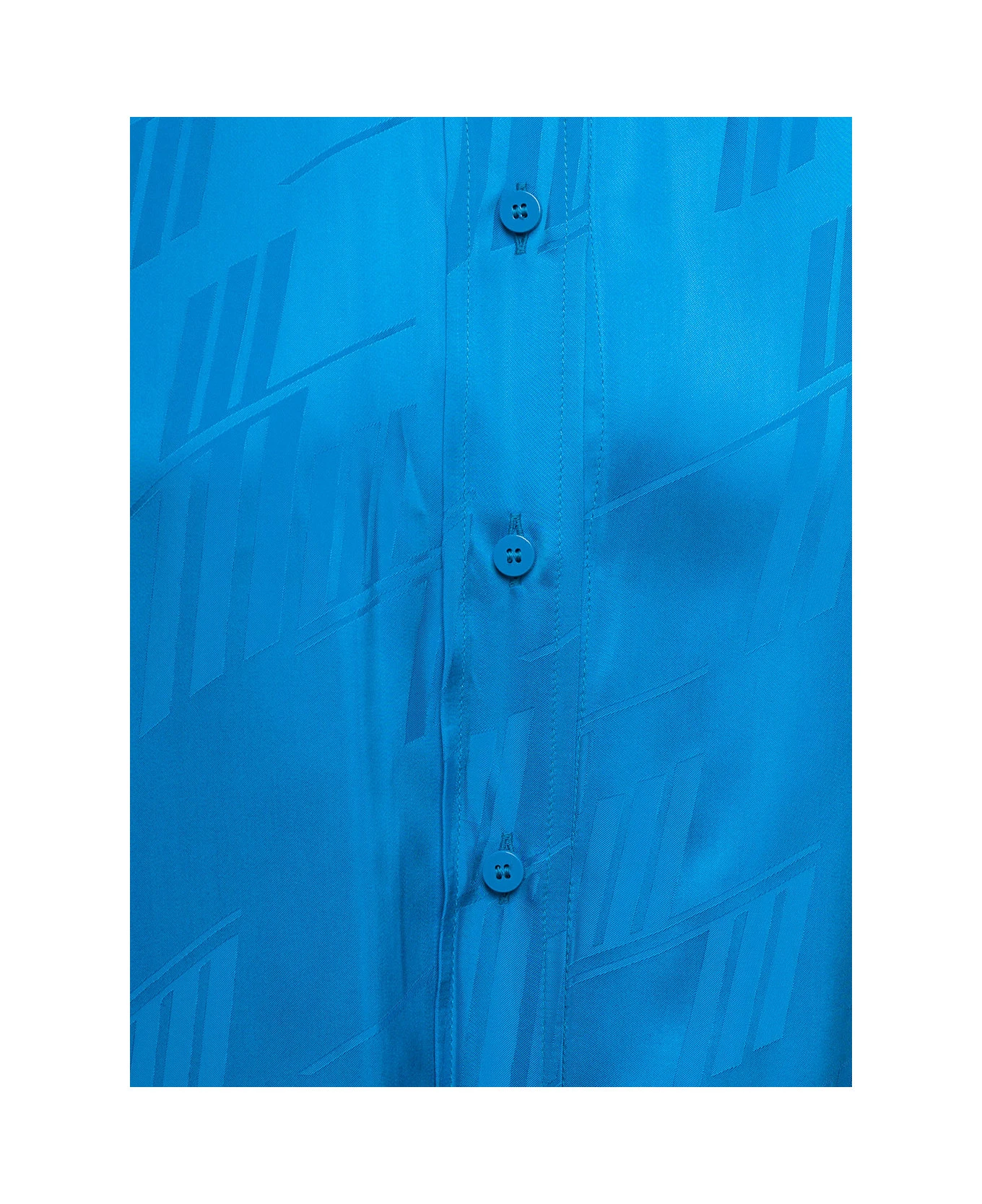 'diana' Light Blue Shirt With All-over Logo Print And Asymmetric Hem In Viscose Woman 3 'diana' Light Blue Shirt With All-over Logo Print And Asymmetric Hem In Viscose Woman - Image 3