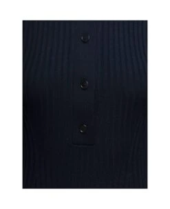 Chloé Black Ribbed Midi Dress With Three-quarter Baloon Sleeves Woman -Italist Store f1563abcea4ab3375696c3a27aebc8ff