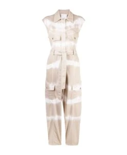 STELLA MCCARTNEY Tie-dye Belted Denim Jumpsuit