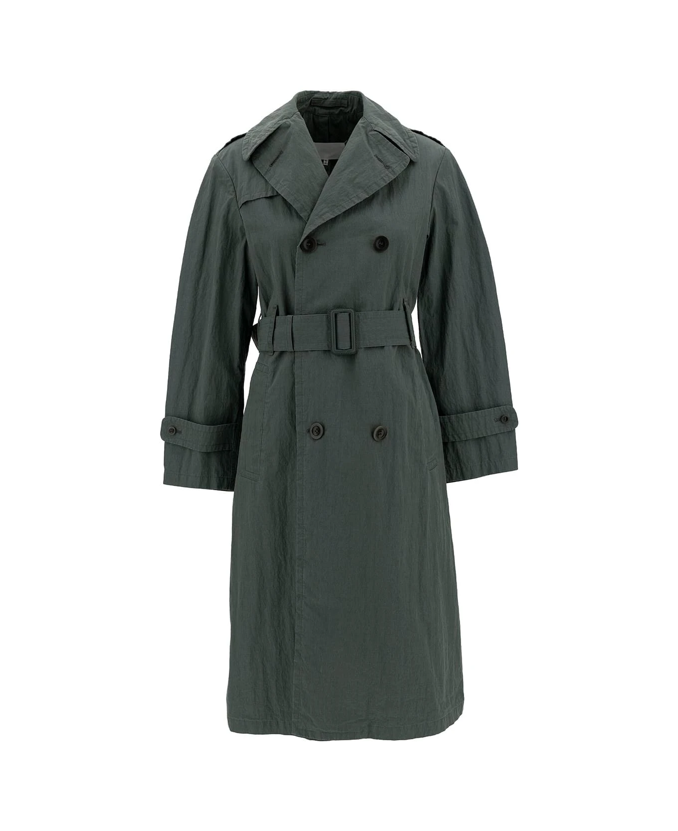 Maison Margiela Green Waterproof Trench Coat With Matching Waist In Cotton Blend Woman 1 Maison Margiela Green Waterproof Trench Coat With Matching Waist In Cotton Blend Woman