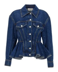 Alexander McQueen Peplum Denim Jacket