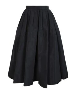 Alexander McQueen Pleated Midi Skirt Black