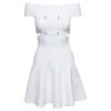 Alexander McQueen White Off-the-shoulders Mini Dress With D Rings In Viscose Blend Knit Woman